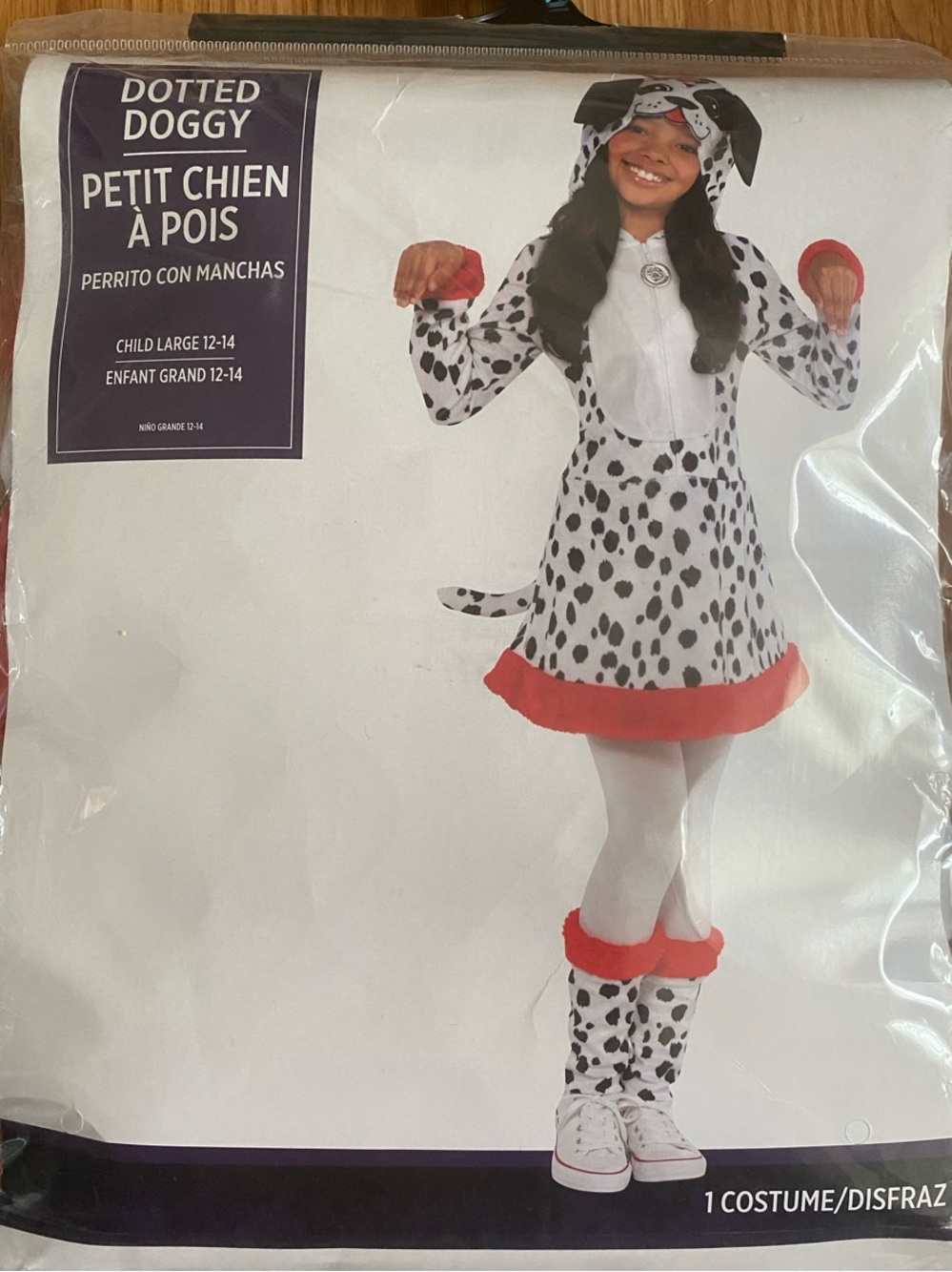 Dotted Doggy Kids Dalmatian Costume - Red Trim